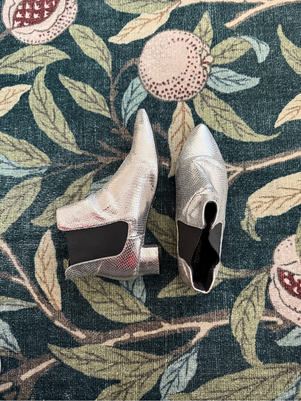 Topshop Metallic Silver Pointed Chelsea Booties